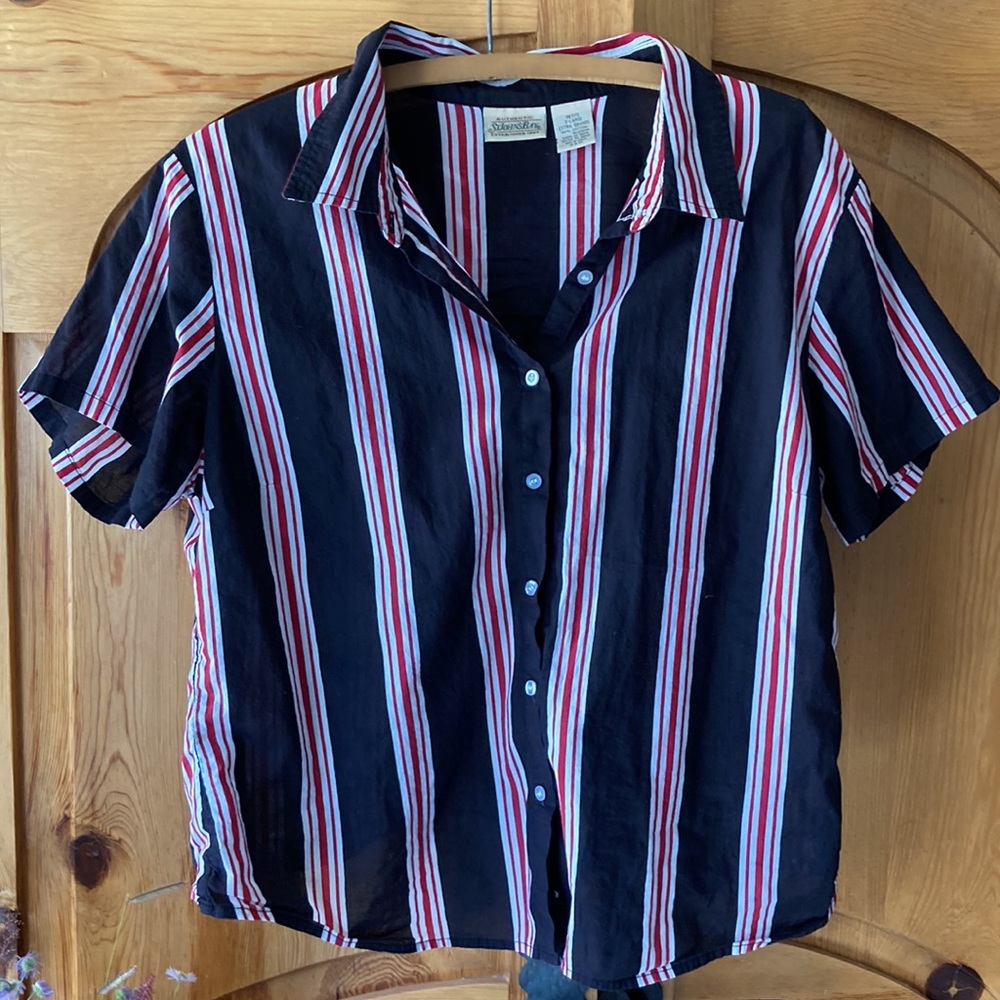 Retro Boxy Button Down Blouse